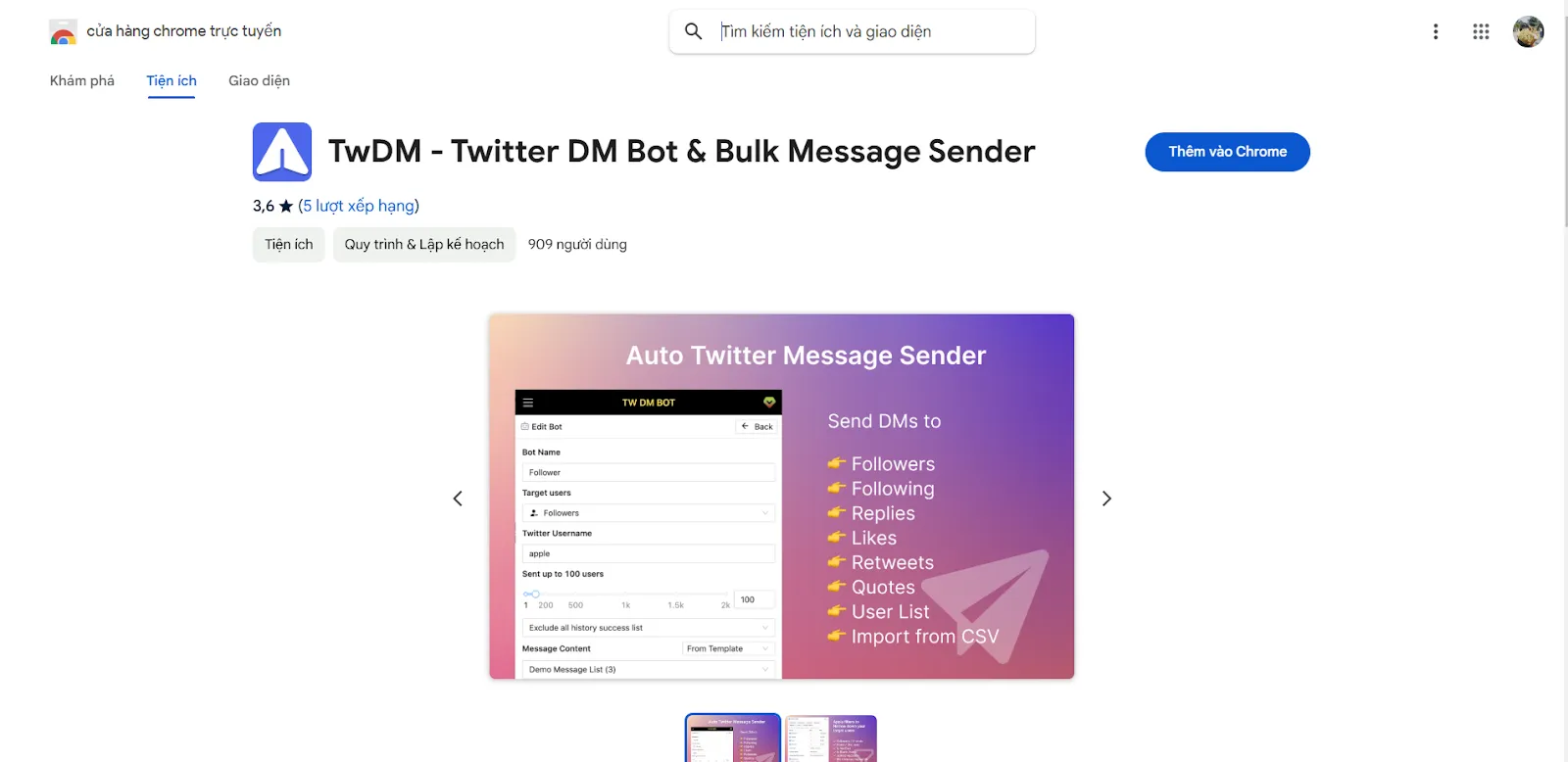 TwDM – Twitter DM Bot и отправитель массовых сообщений